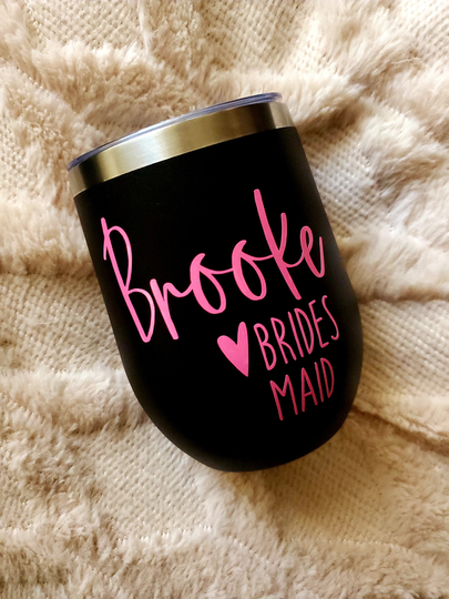 Bridal Party Tumblers, Wedding Personalized Bridesmaid Tumbler, Maid Of Honor, Insulated Wine Glass