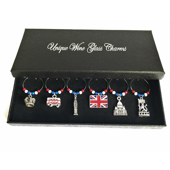 London Wine Glass Charms with Gift Box