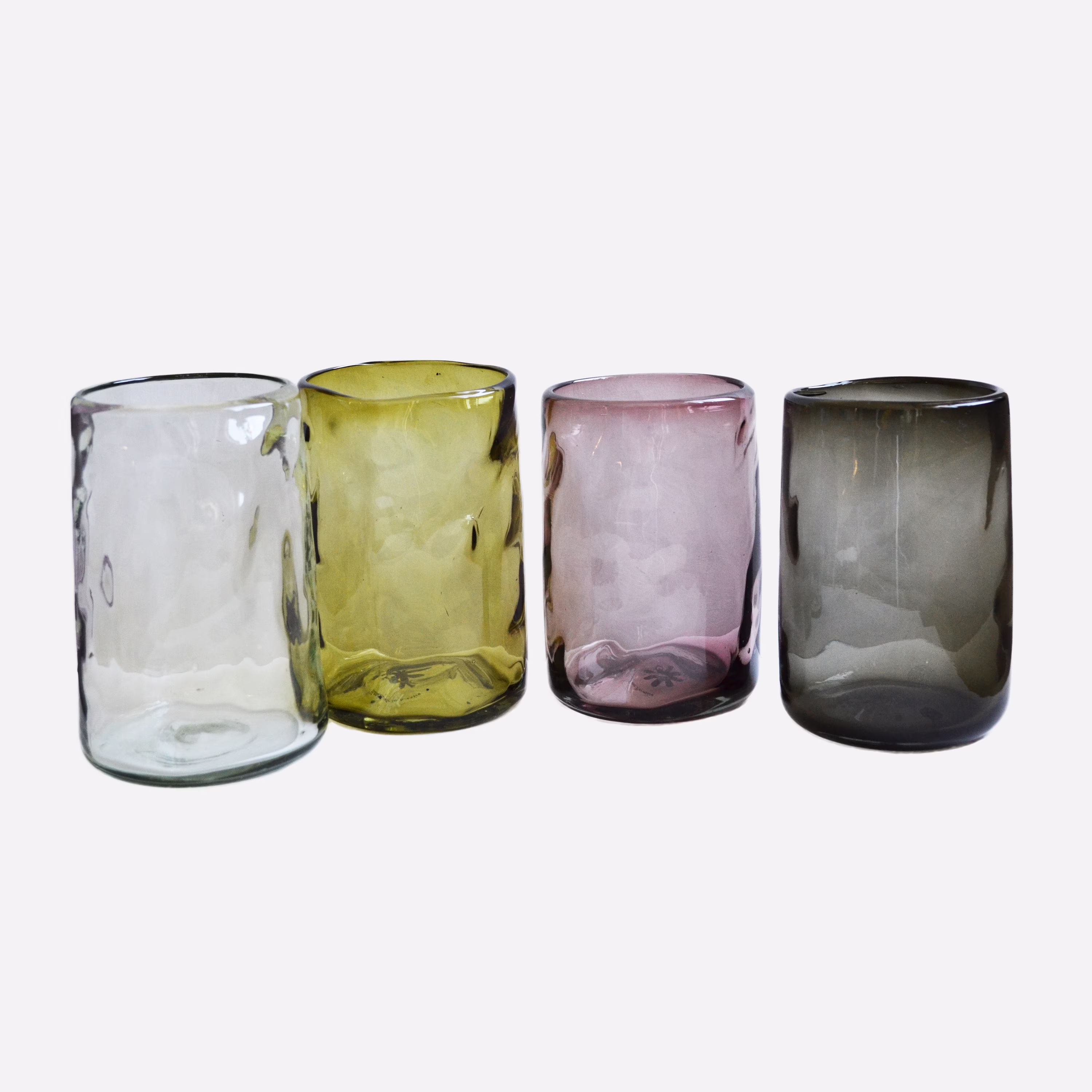 4 Highball Beer Glasses - Multy Color Handmade Recycled Glass