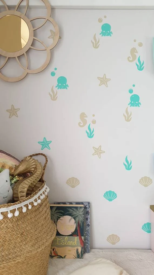 Under The Sea , Summer Wall Stickers Decals Bedroom Decor Nursery Kids Decor, Fridge Choose Your Colour