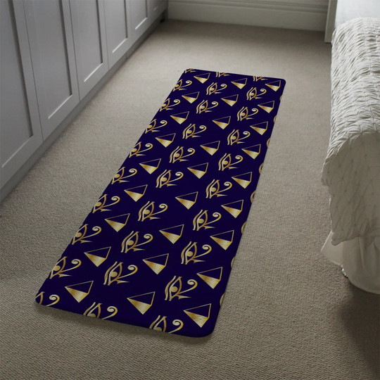 Masi Pyramid and Eye of Horus Designer Shaggy Navy/Gold Rug