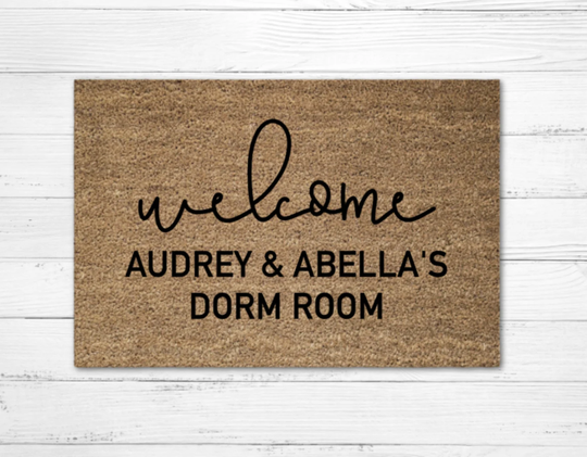 Welcome Custom Name Dorm Room Doormat Rug, Mat, Personalized Door Decor, 18x30 Funny Gift, Sorority College