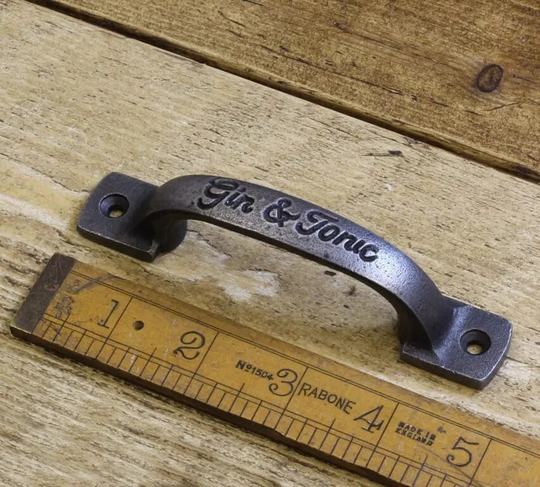 Gin & Tonic Cast Iron Pull Handle Rustic Industrial Door Drawer Knob Pack Of 1 Or 10