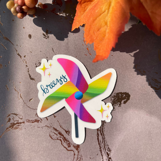 Breezy Pinwheel Sticker Or Magnet | Laptop Water Bottle Garden Vibes Whimsical Rainbow Gift For Friend Colorful