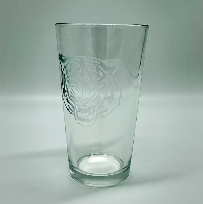 Tiger Etched Pint Glass