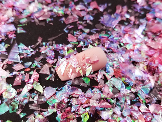 Fuchsia Red Opal Iridescent Cellophane Shard Glitter, Resin Supplies Kawaii Deco Embellishment, Slime Supplies, Nail Art