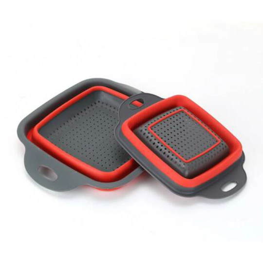 1 Pc Square Foldable Silicone Collapsible Colander Fruit Vegetable Strainer Basket