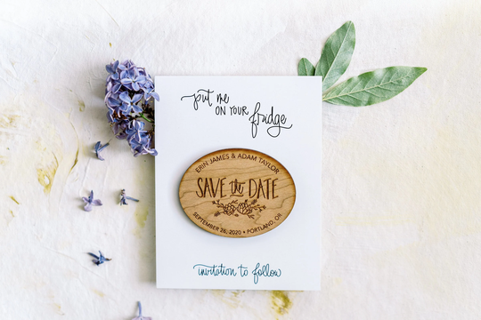 Wood Succulent Save The Date Magnets