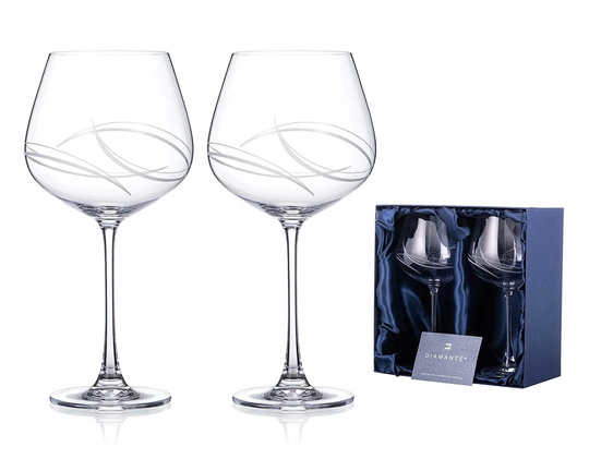 Diamante Crystal Gin Glass Copas Pair With