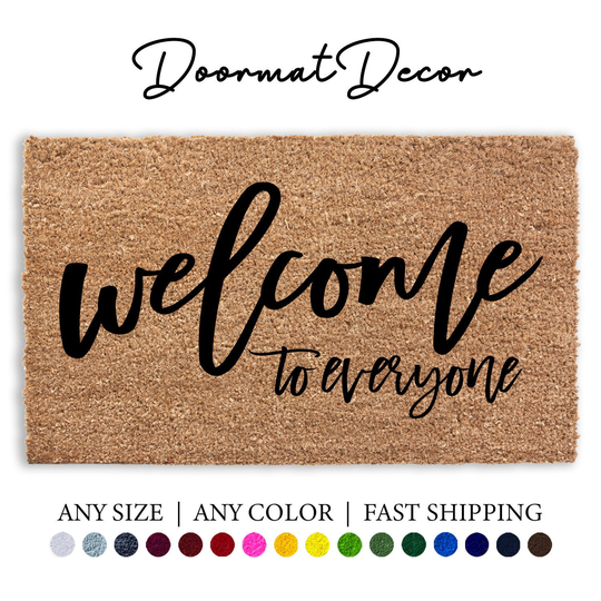 Welcome To Everyone Doormat, Flocked Coir Outdoor Mat, Personalized Door Custom Housewarming Client Gift