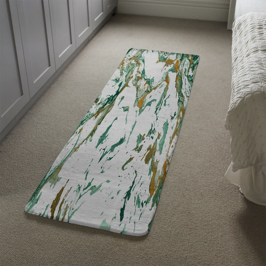 Livermore Marble Designer Shaggy White/Green Rug