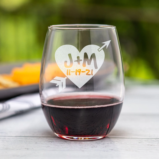 Engagement Gift Cupid's Arrow Wine Glasses - Wedding Glass Couples