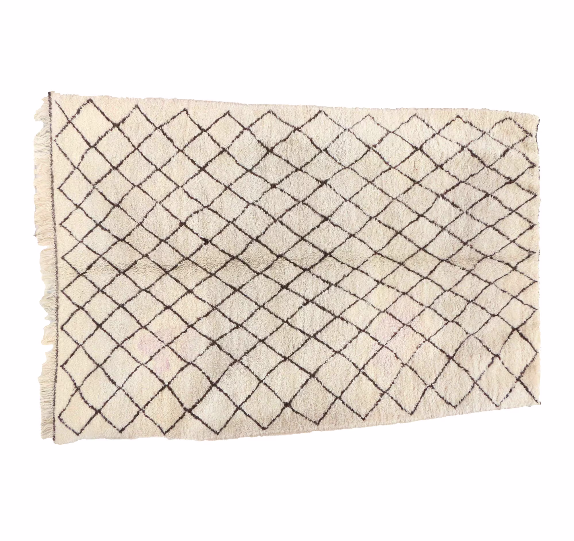 Beni Ourain Rug, Berber Moroccan 7x10 Ft White Carpet