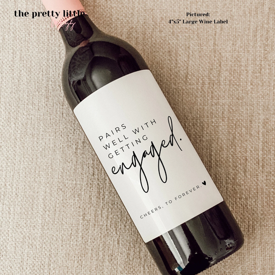Engagement Wine Label, Gift, Pairs Well With Engagements, Gift For Couples, Her, Card, Bride