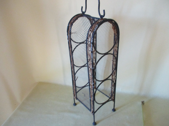 A Beautiful Vintage Metal & Wicker Wine/Bottle Holder/Wine Rack/Wine Basket, Made in France