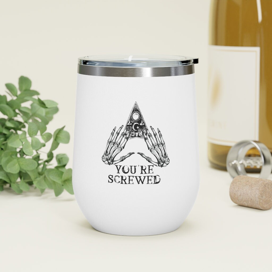 Halloween Ouija Board 12Oz Insulated Wine Tumbler, You're Screwed Funny Glass