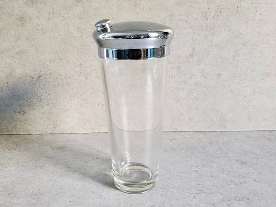Large Mid-Century Glass Cocktail Shaker - Vintage Mixer Glass, Midcentury Barware 28Oz