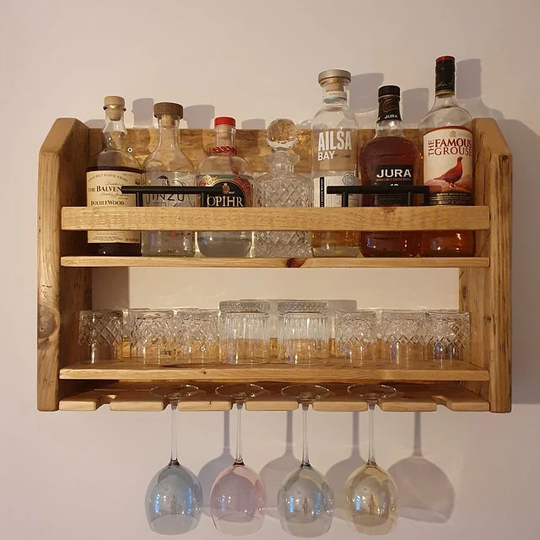 The Wright - Custom Made Bespoke Wine/Drinks Rack Shelf Made From Reclaimed Timber