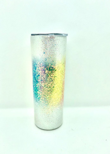 Custom Glitter - Holographic Uni Rainbow Epoxy Stainless Steel Tumbler // Available In Wine, 20Oz, 30Oz, 20Oz Skinny Or 30Oz