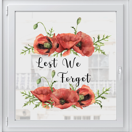Lest We Forget Remembrance Day Poppy Watercolour Window Sticker By Dizzy Duck