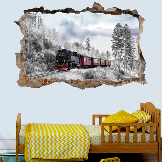 Locomotive Nostalgic Winter Train Wall Sticker Art Poster Mural Transfer Decal Print Room Home Nursery Office Shop Decor Id461