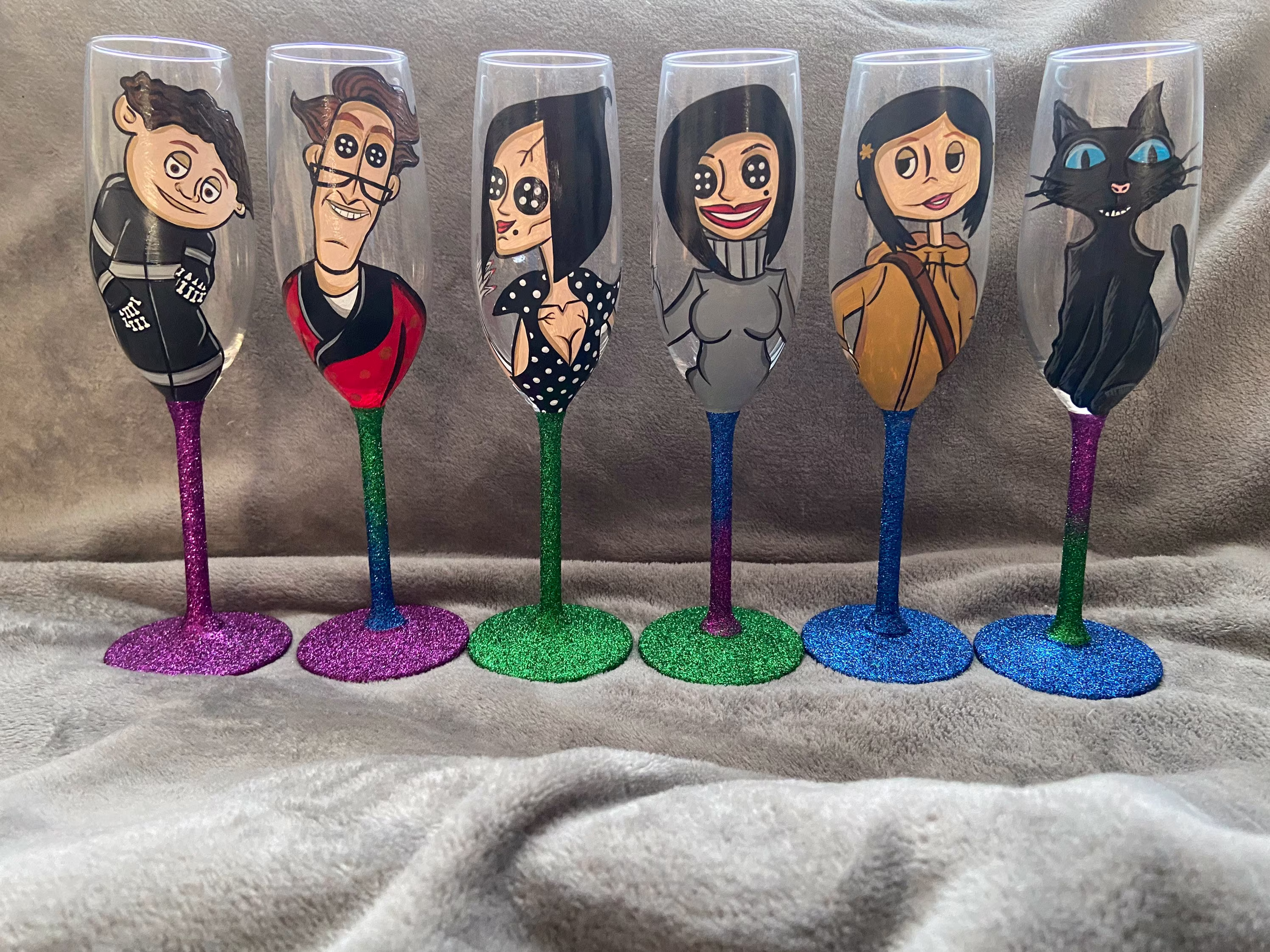 Coraline Hand Painted Champagne Flutes