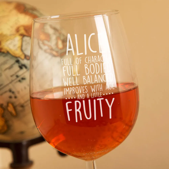 Personalised Wine Tasting Description Glass - Glass, Gifts For Adults, For Her, Christmas