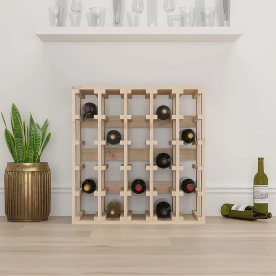Laana 25 Bottle Solid Wood Floor Wine Bottle Rack in Brown