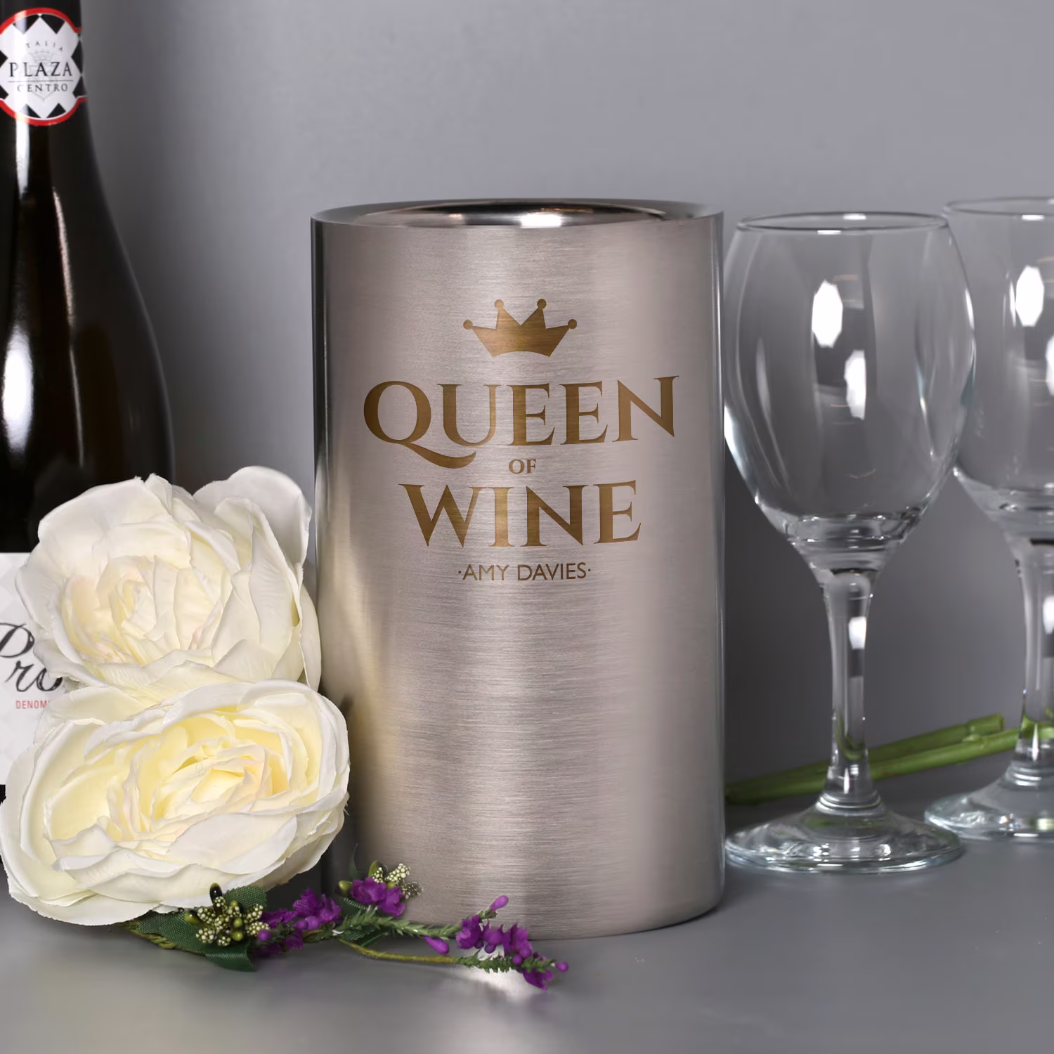Personalised Stainless Steel Queen Of Wine Cooler For Home House Warming Ideas New Gifts Wedding Anniversary Mr & Mrs Ice Bucket
