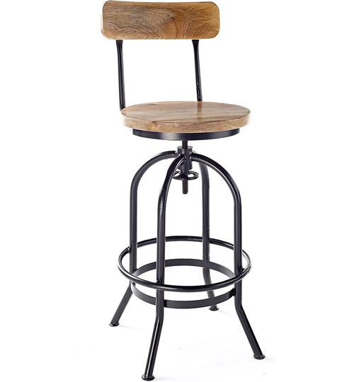 Adan Swivel Solid Wood Adjustable Height Extra Tall Stool