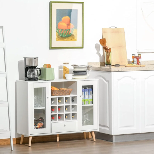 Modern Sideboard Storage Cabinet, Kitchen Cupboard With Wine Rack