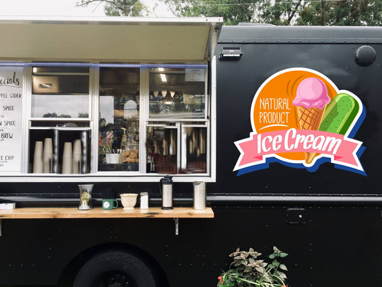 Ice Cream Decal For Food Van - Funny Truck Stickers Trucks Fridge Label Sticker Freezer