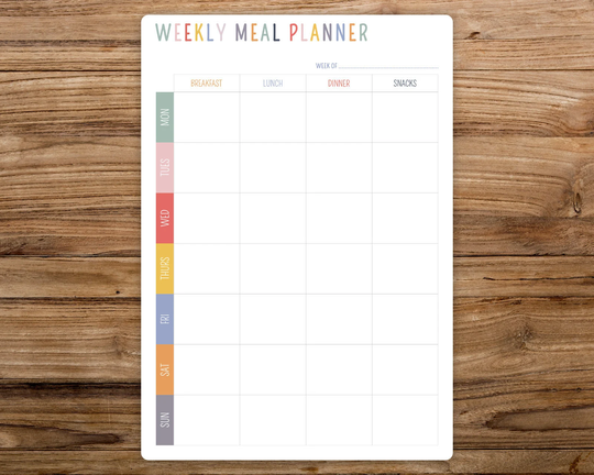 Colourful Dry Wipe Whiteboard A4 Menu Planner Board