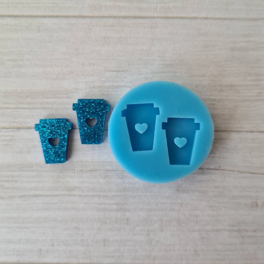 Resin Silicone Mold - 15mm Coffee Cup Mold, Lovers, Flexible Polymer Clay Supplies, Resin Supplies