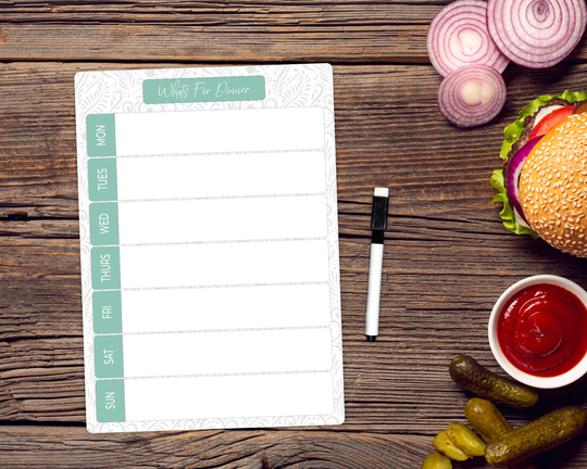 Weekly Family Menu Meal Planner Whiteboard - Wipe Clean Small Meals Organiser Dry Board