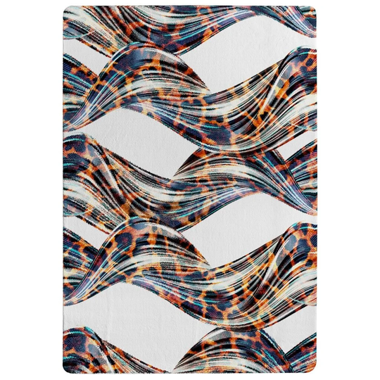 Oxendine Snake and Leopard Skin Designer Shaggy Orange/Navy/White Rug