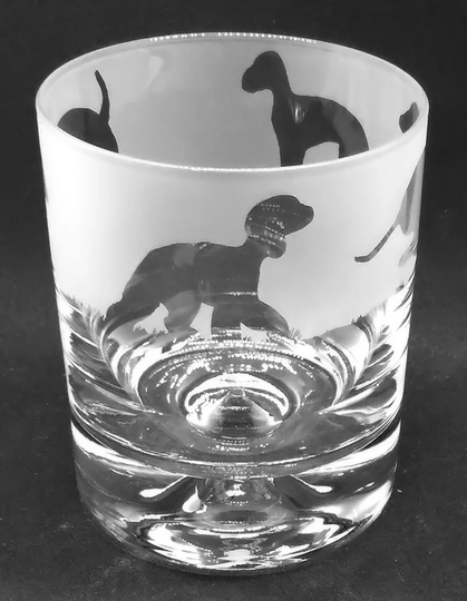 30Cl Glass Whisky Tumbler With Bedlington Terrier Frieze Design