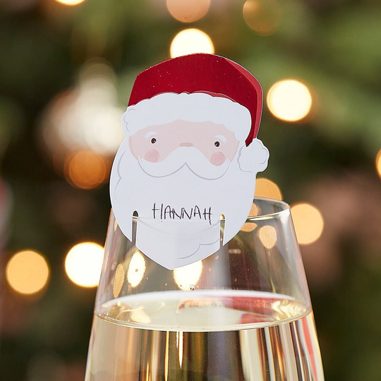 12 Santa Christmas Cocktail Glass Decorations, Drinks Charms, Table Decor, Tableware, Drink Toppers