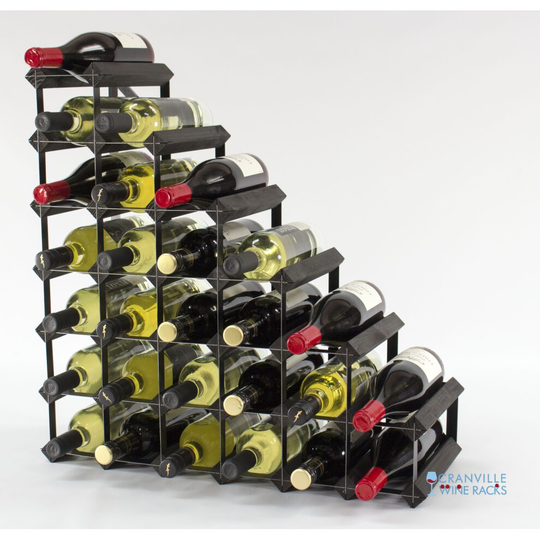 Classic understairs black stained wood and black metal wine rack ready assembled