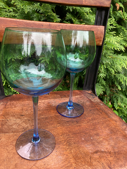 Thin Stem Juniper Green/Blue 16Oz. Red Wine Glasses