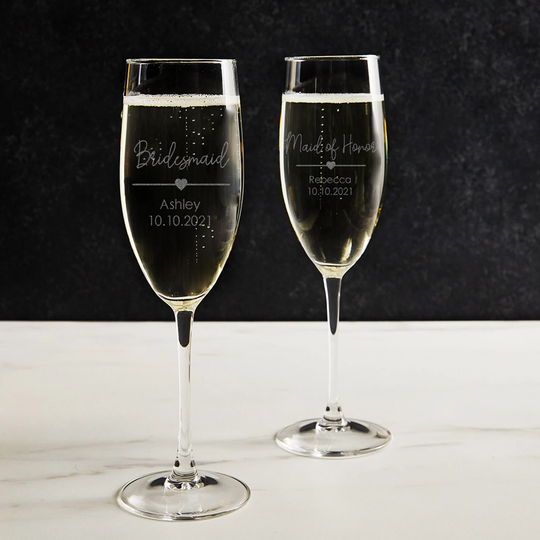 Engraved Personalized Bridesmaid Champagne Glass By Lifetime Creations Toasting Flute, Flute Ships Fast