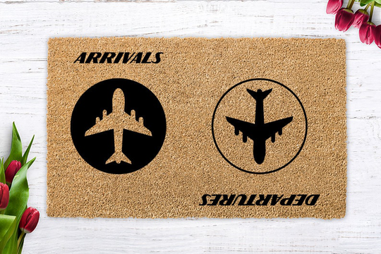 Arrivals Departures, Departures Door Mat, Airplane, Flight Attendant , Pilot Gift, Airport Reversible Doormat