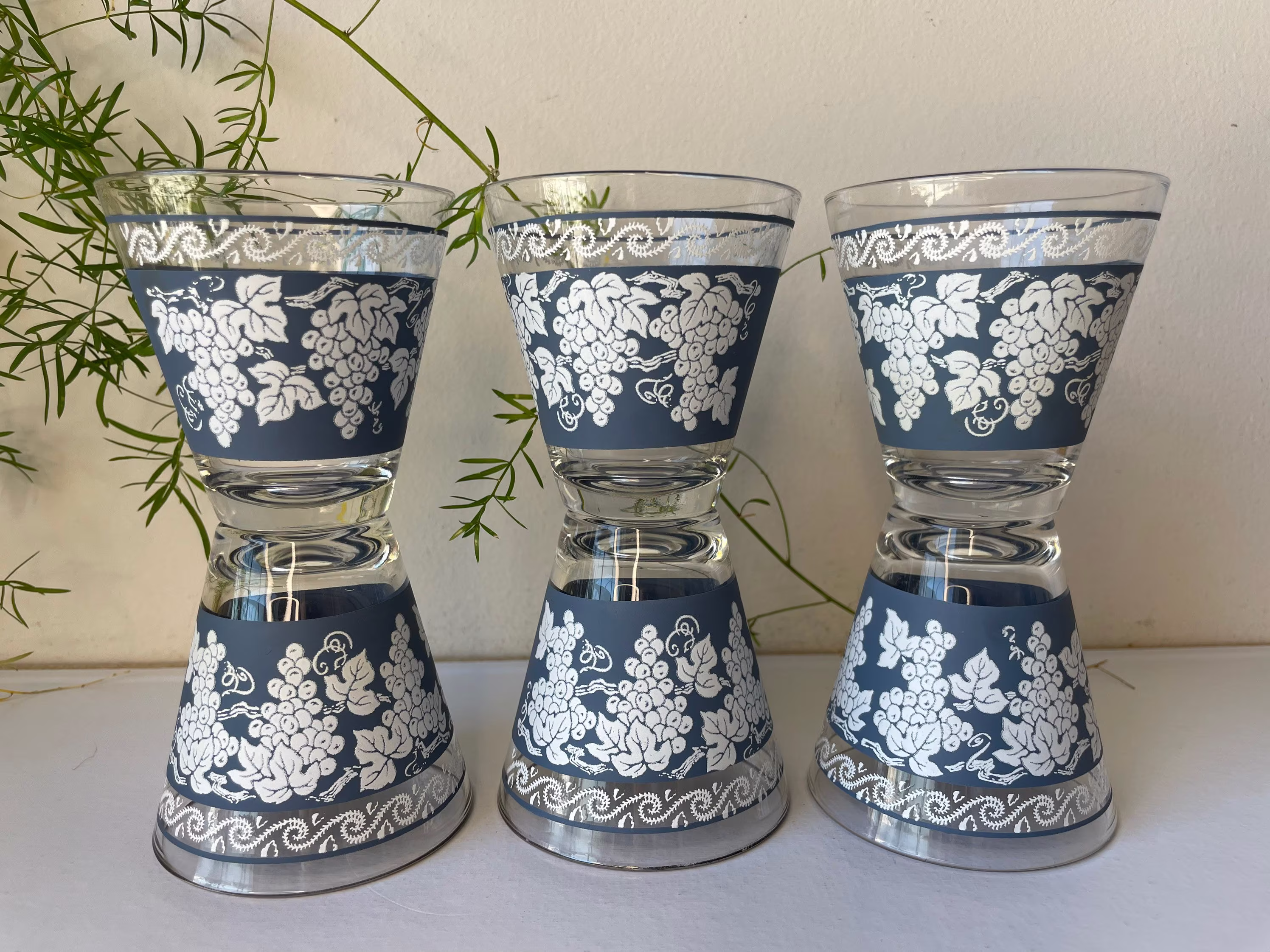 Set Of 6 Vintage Jeannette Greek Cocktail Glasses, Cottagecore Kitchen, Mid Century Barware, Shot Mid Century Barware