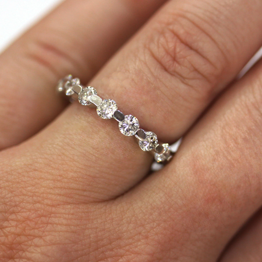 2.35 Ctw Natural Diamond | G-H, Si Full Eternity Ring/Bar Set Station Wedding Band 3.3mm Solid 14K 18K Gold Stackable Anniversary