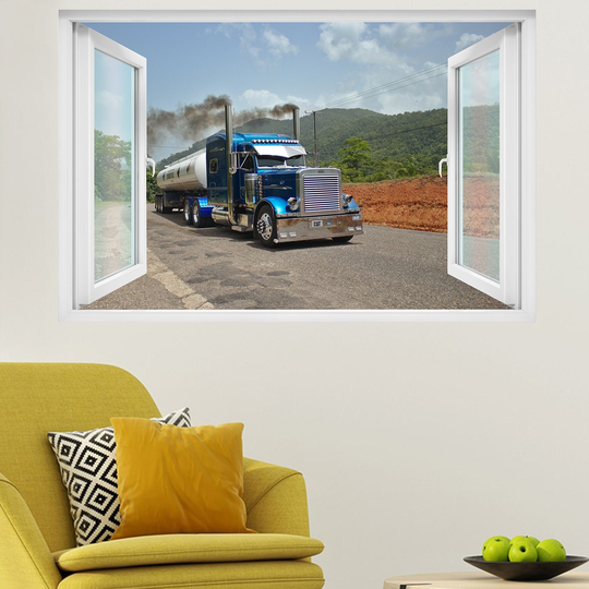 Big Shiny Tanker Truck On Road Wall Sticker Art Poster Mural Transfer Decal Print Room Home Nursery Office Shop Decor Id563