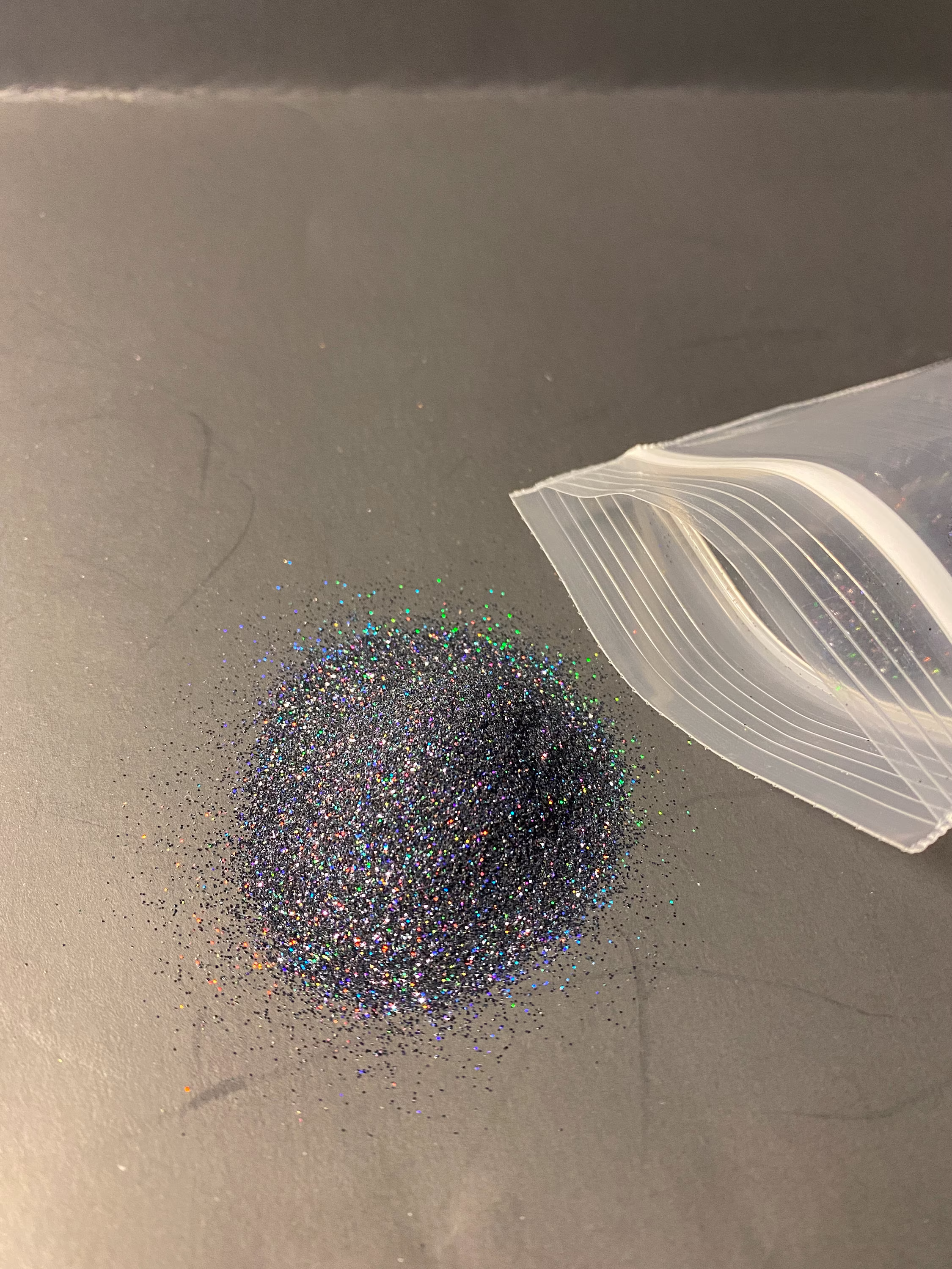 Obsidian Ultra Fine Glitter, Black Holographic Polyester Glitter. Glitter