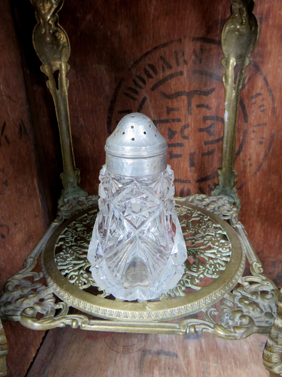 Glass Sugar Shaker, Vintage Sifter, Afternoon Tea, Dispenser, Cut 1960S Decor, Etched