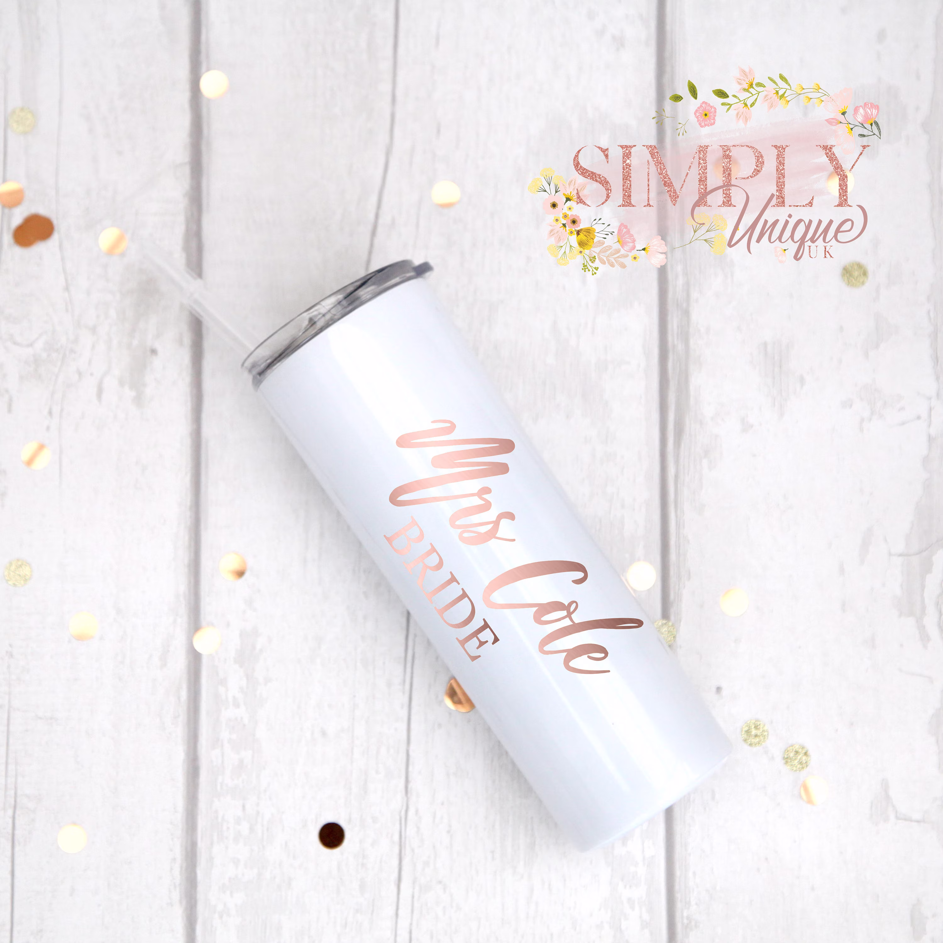 Personalised Stainless Steel Bride Bridesmaid Skinny Tumbler Wine Cup Glass With Straw, Water Bottle Wedding Gift Box, Hen Party