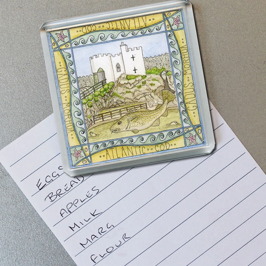 Logan Fish Pond Magnet, Large Square Atlantic Cod 58mm Fridge Magnet At Port Logan, Wigtownshire, Dumfries & Galloway, Scotland, Scottish