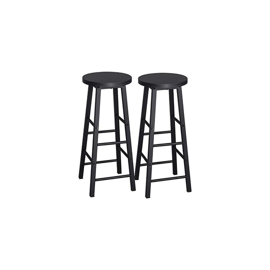 WOLTU Breakfast Kitchen Counter Bar Stools Set of 2 PCS MDF Seat Seat Bar Chairs Metal Legs Barstools Black High Stools